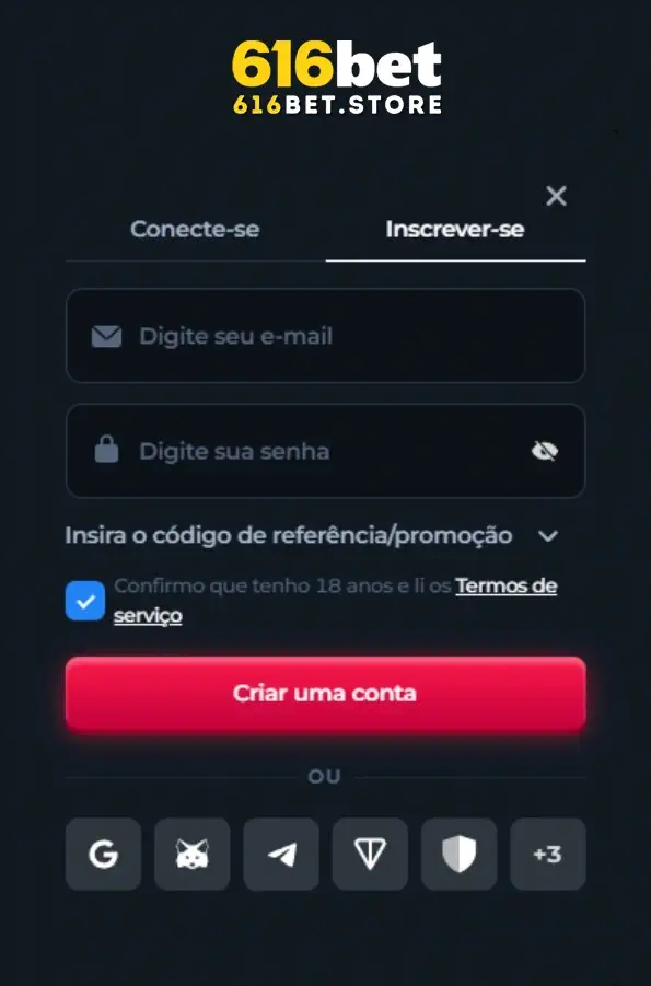 Botão de registro no 616BET